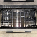 CUTLERY ORGANIZER HOB TRAY GLASS SIDED STEEL BOTTOM GREY -WELLMAX