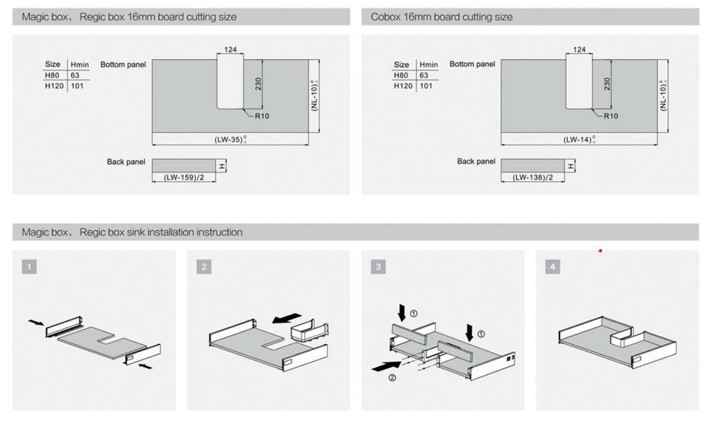 REGIC BOX SINK TRAY NARROW CUT- UNIHOPPER