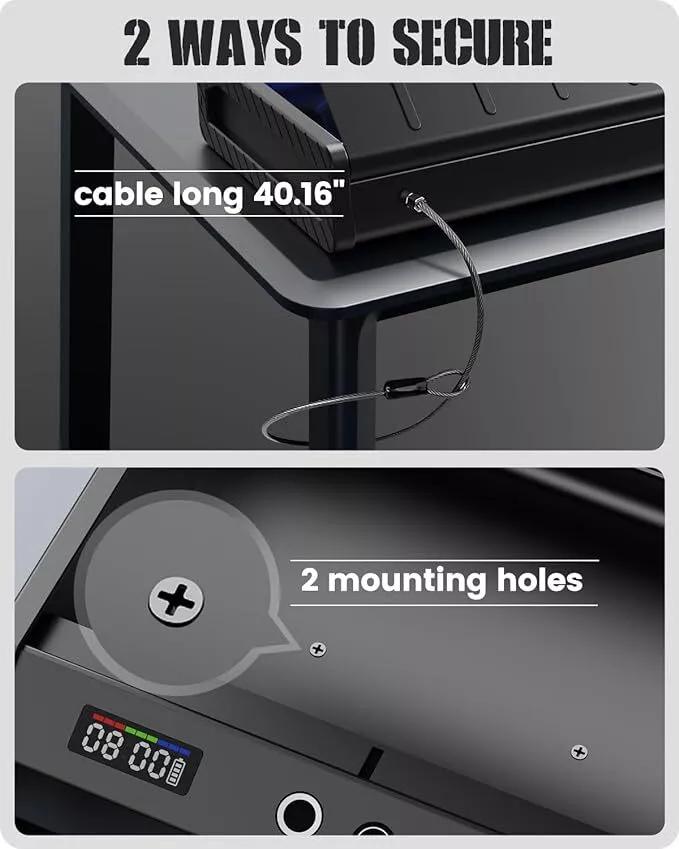 Open-Top Bedside Biometric Pistol safe with Clock