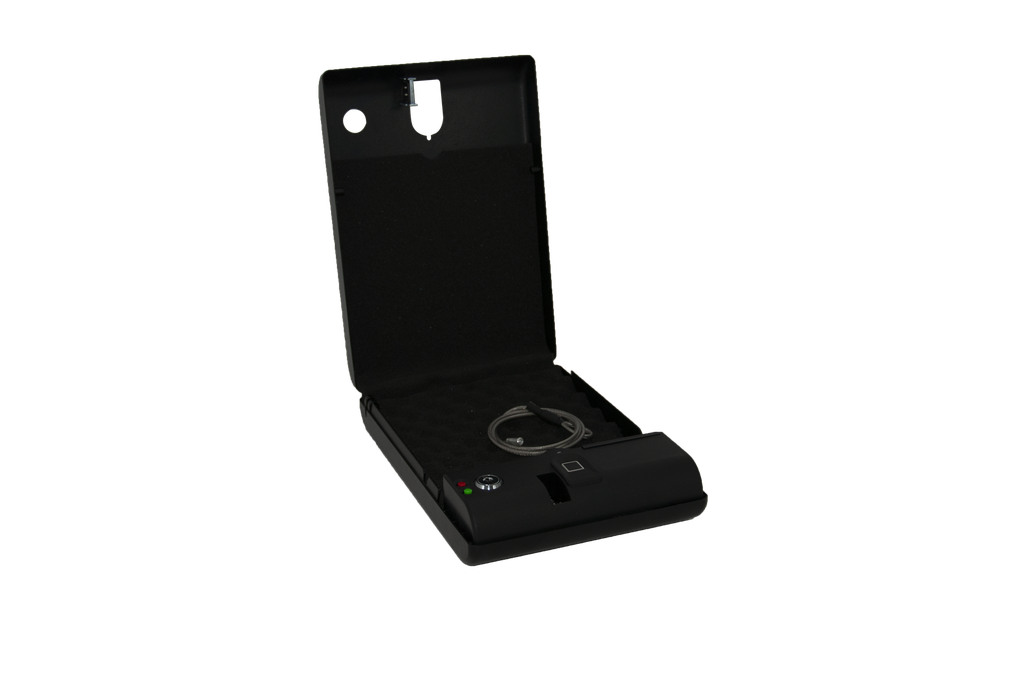 Open-Top Bedside Biometric Pistol safe with Clock