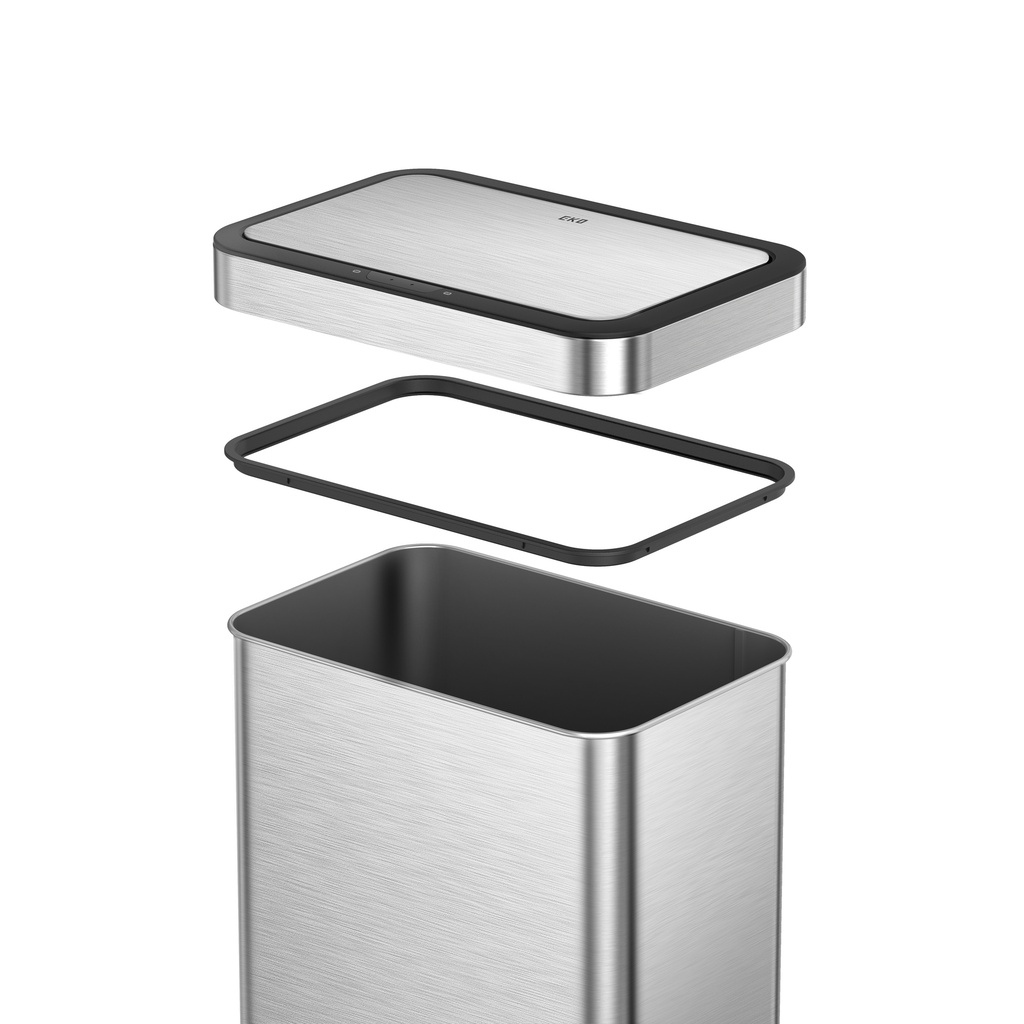EKO Eco-Cass Sensor Dust-Bin 60L | Dual Compartment with Liner (2 x 30L) Stainless Steel | EK9578-30L+30L-MMT