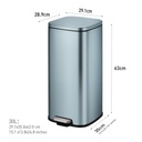 EKO Stella Blue Pedal Bin 30L | Kitchen Bin Soft-Close, Anti-Rust | EK9384P-30-TB
