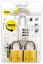 YALE 40MM BRASS PADLOCK SET YE1/40/122/S28C