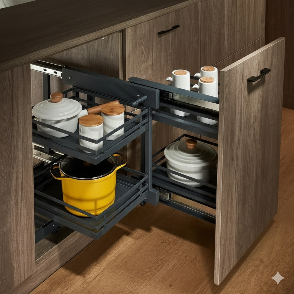[70205931] MAGIC CORNER GREY PULLOUT- WELLMAX (Left)