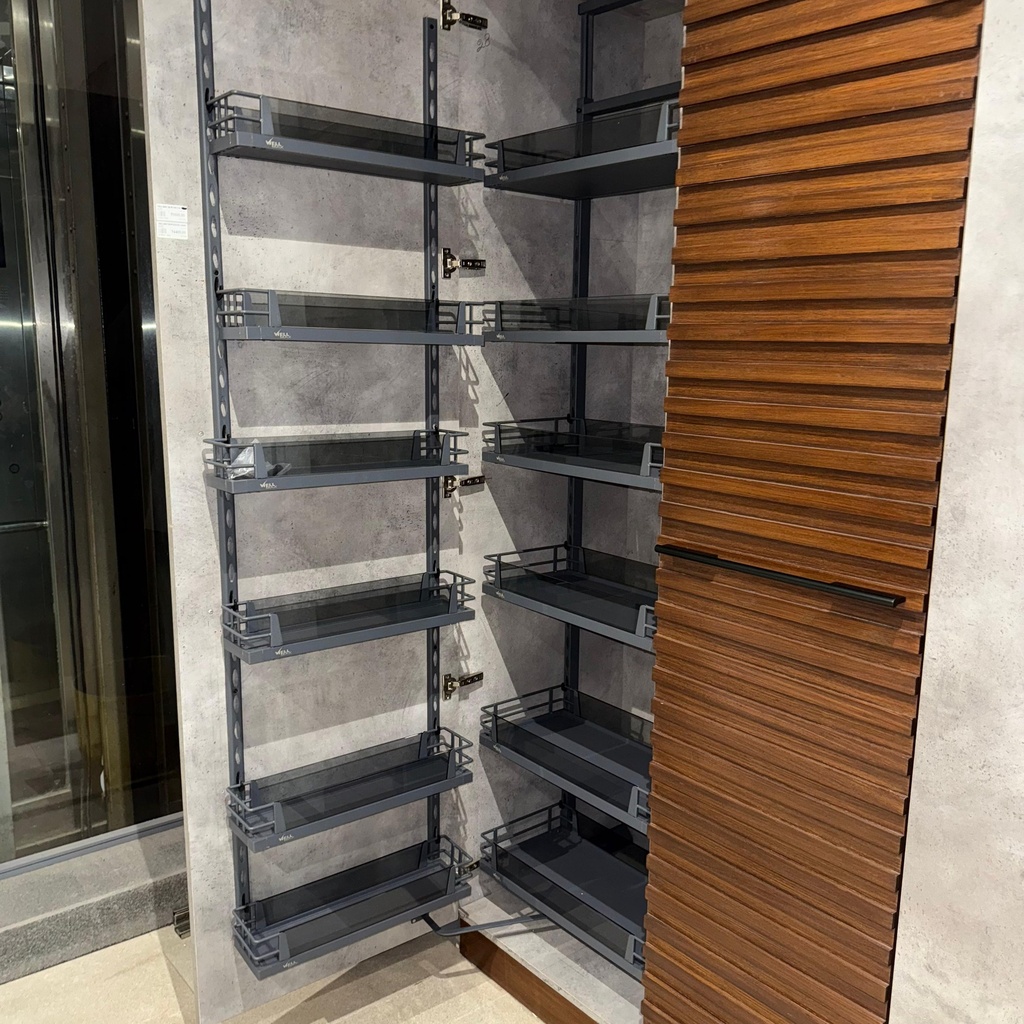 [70105953] TALL/ FRIDGE/ PANTRY UNIT TOWER GREY GLASS FRONT- WELLMAX (450mm(18"), 1250mm(48"))