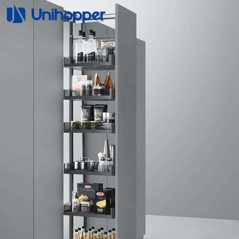 [70106059] PANTRY/ TALL SLIM PULL OUT UNIT GLASS SIDED 1205S 7FT -UNIHOPPER