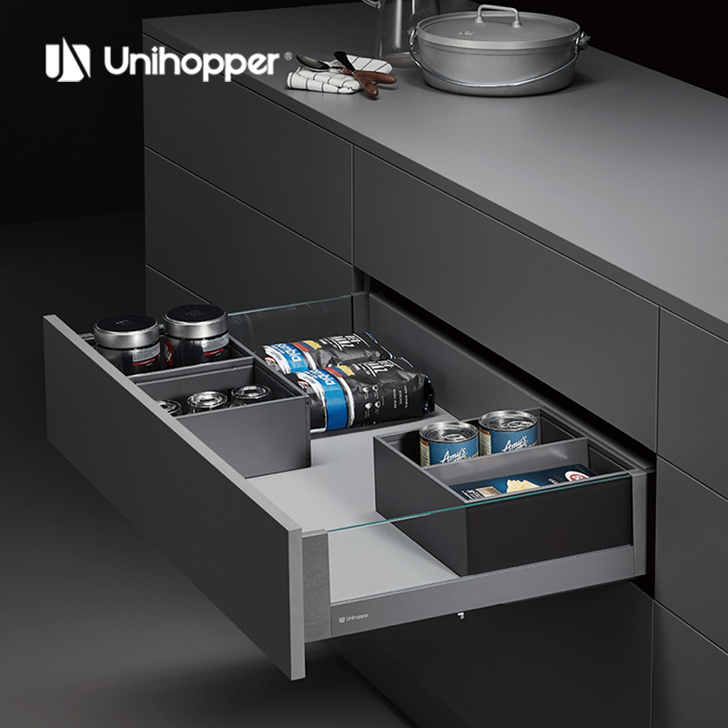 [100406040-01] GLASS SIDED MAGIC BOX DRAWER- UNIHOPPER (H80- A HEIGHT)