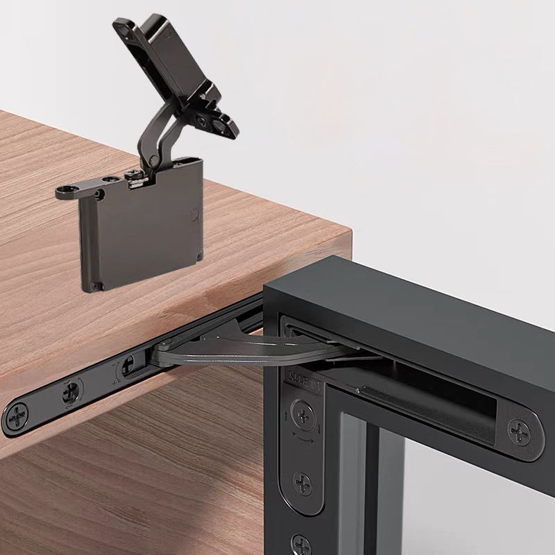 [100605431] Premium Concealed Air Hinge with Soft-Close | Hidden Hydraulic Hinge for Modern Cabinets & Aluminum Frame Doors (Dark Finish)