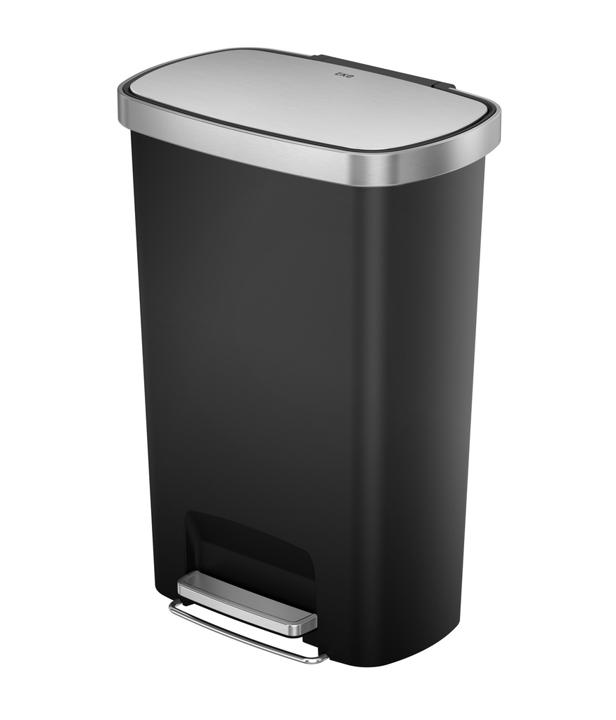 [70006167] EKO Step-Bin 50L with Soft-Close | Foldable Padle with Rollers for Home and Office | EK6275-50L-BL