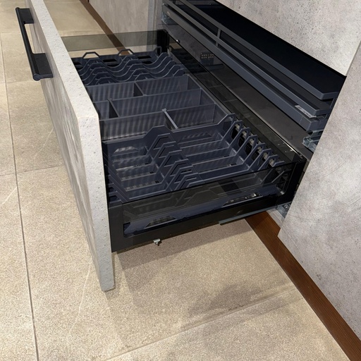 [71105951] CUTLERY ORGANIZER HOB TRAY GLASS SIDED STEEL BOTTOM GREY -WELLMAX